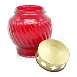 Grablaterne aus Glas, rot, mit abnehmbarem Deckel, 135/110 mm, Grabschmuck, Grabdekoration - luterna.de