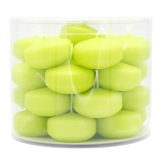 Schwimmkerzen klein, Limone, 50/30 mm, WENZEL, Brenndauer ca. 4h, Box mit 28 Stück