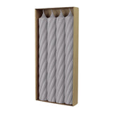 Stabkerzen aus Paraffin, RUSTIC TWIST, 250/28 mm, Silbergrau, WENZEL, Brenndauer ca. 16h, 4 Stück pro Verpackung - luterna.de