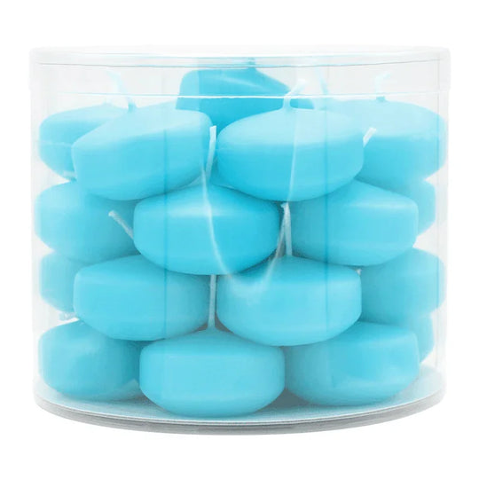 Schwimmkerzen klein, Türkis, 50/30 mm, WENZEL, Brenndauer ca. 4h, Box mit 28 Stück