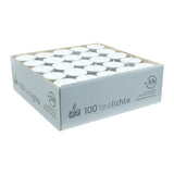 Teelichter, weiß, WENZEL, 18/38 mm, mit Aluminiumhülle, Brenndauer ca. 5h, 100 Stück - luterna.de