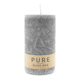 100% PURE, OLIVE WAX, vegane Stumpenkerze, Anthrazit, WENZEL, 130/70 mm, Brenndauer ca. 59h - luterna.de
