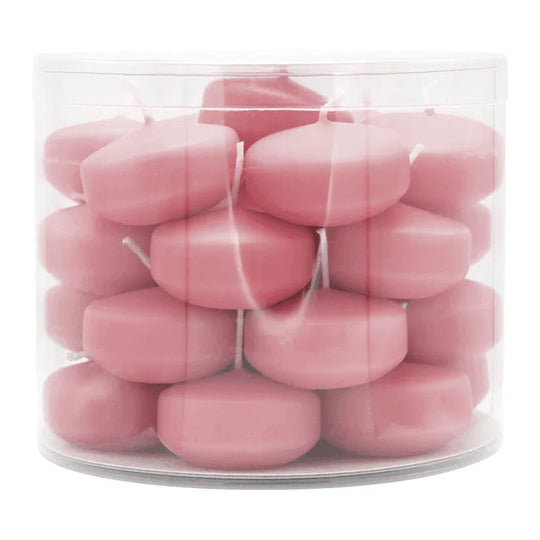 Schwimmkerzen klein, Antikrosa, 50/30 mm, WENZEL, Brenndauer ca. 4h, Box mit 28 Stück