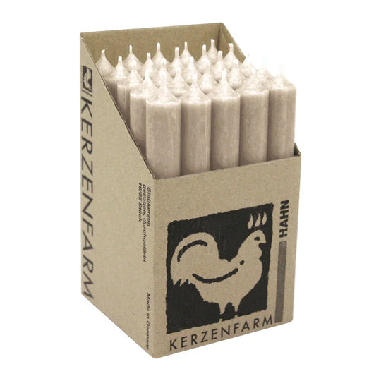 Stabkerzen aus Paraffin, 180/22 mm, Taupe, KERZENFARM HAHN, Brenndauer ca. 8h, 25 Stück pro Verpackung