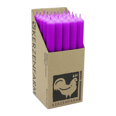 Stabkerzen aus Paraffin, 250/22 mm, Violett, KERZENFARM HAHN, Brenndauer ca. 12h, 25 Stück pro Verpackung - luterna.de