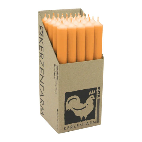 Stabkerzen aus Paraffin, 250/22 mm, Mandarin, KERZENFARM HAHN, Brenndauer ca. 12h, 25 Stück pro Verpackung - luterna.de
