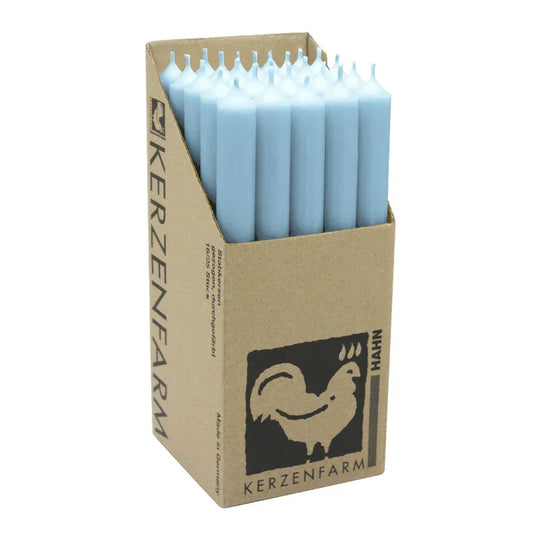 Stabkerzen aus Paraffin, 250/22 mm, Taubenblau, KERZENFARM HAHN, Brenndauer ca. 12h, 25 Stück pro Verpackung