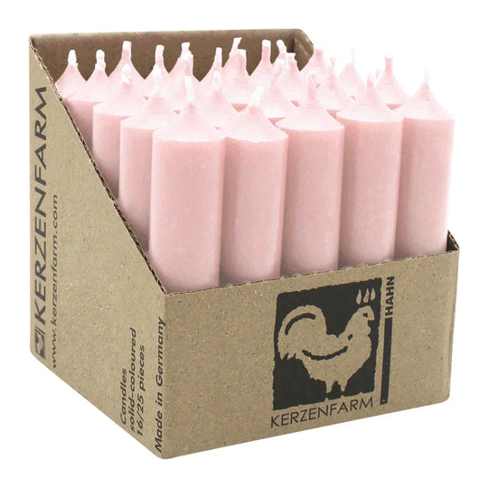 Stabkerzen aus Paraffin, 100/22 mm, Pastellaltrosa, KERZENFARM HAHN, Brenndauer ca. 4h, 25 Stück pro Verpackung