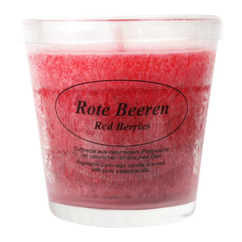 Duftkerze im Glas, Rote Beeren, 100% pflanzliches Stearin, KERZENFARM HAHN, mit reinen ätherischen Ölen, Brenndauer ca. 24h - luterna.de