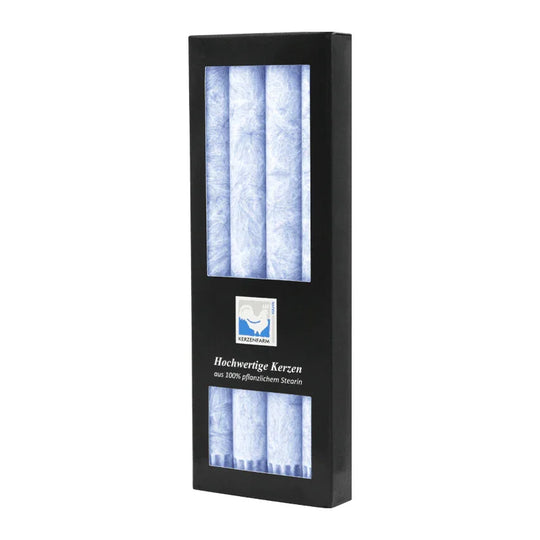 Stearin-Stabkerzen, 22/250 mm, Taubenblau, KERZENFARM HAHN, Brenndauer ca. 10h, 4 Stück pro Verpackung
