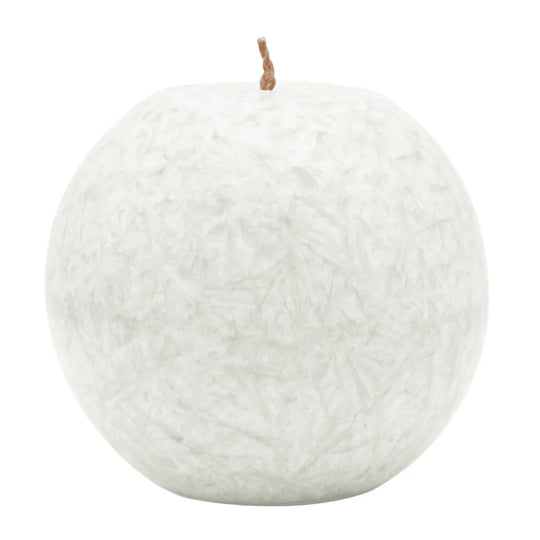 Kugelkerze aus Stearin, Weiß, Ø80 mm, 100% pflanzliches Wachs, KERZENFARM HAHN, Brenndauer ca. 25h