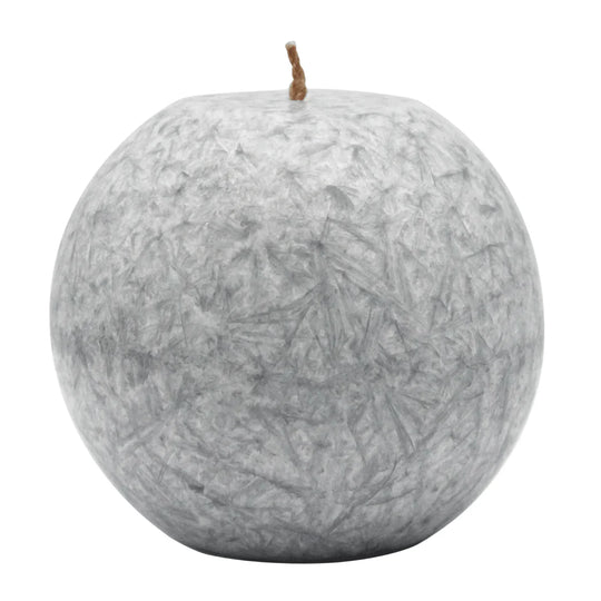 Kugelkerze aus Stearin, Grau, Ø80 mm, 100% pflanzliches Wachs, KERZENFARM HAHN, Brenndauer ca. 25h