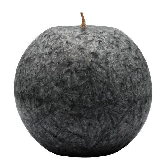 Kugelkerze aus Stearin, Anthrazit, Ø80 mm, 100% pflanzliches Wachs, KERZENFARM HAHN, Brenndauer ca. 25h