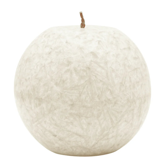 Kugelkerze aus Stearin, Elfenbein, Ø80 mm, 100% pflanzliches Wachs, KERZENFARM HAHN, Brenndauer ca. 25h