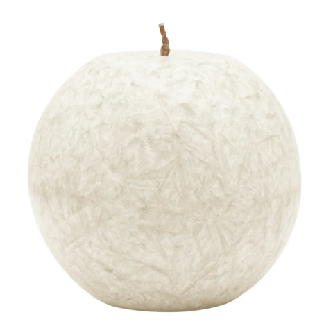 Kugelkerze aus Stearin, Elfenbein, Ø80 mm, 100% pflanzliches Wachs, KERZENFARM HAHN, Brenndauer ca. 25h - luterna.de