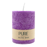 100% PURE, OLIVE WAX, vegane Stumpenkerze, Erika, WENZEL, 90/70 mm, Brenndauer ca. 40h - luterna.de