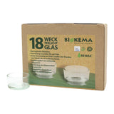 Glas für Teelichter ohne Aluminiumhülle, BIOKEMA, wiederverwendbar, Größe für Teelichter mit Ø38 mm, 18 Stück pro Verpackung - luterna.de