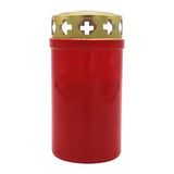 100% ÖKO-Grabkerzen aus regionaler Bio-Masse, Rot, mit Golddeckel, BIOKEMA, Brenndauer ca. 3 Tage, 120/63 mm, Karton 20 Stück - luterna.de