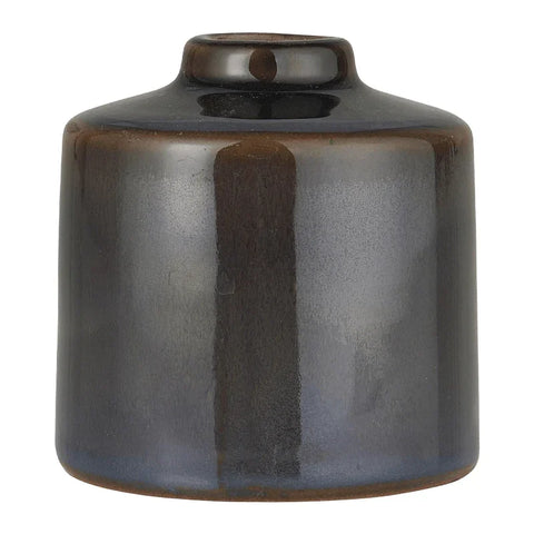 Kerzenhalter aus Keramik für Stabkerzen mit Ø22 mm, Dunkelbraun, H80/Ø78 mm, Ib Laursen - luterna.de