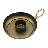 Kerzenhalter für Stabkerzen mit Ø38 mm, mit Henkel & Bambusgeflecht, Ib Laursen - luterna.de