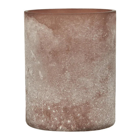 Kerzenhalter aus recyceltem Glas, Faded Rose, Frost-Look, H130/Ø100 mm, Ib Laursen - luterna.de
