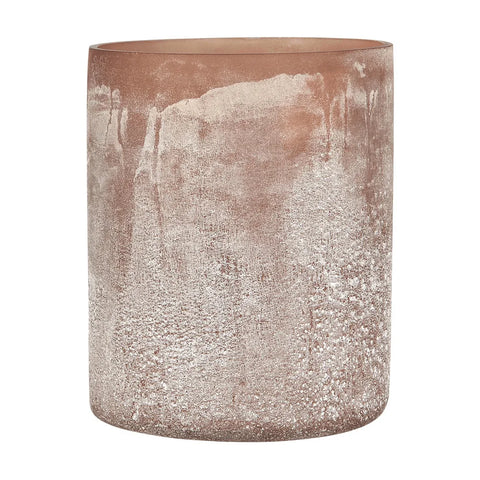 Kerzenhalter aus recyceltem Glas, Faded Rose, Frost-Look, H160/Ø130 mm, Ib Laursen - luterna.de
