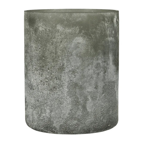 Kerzenhalter aus recyceltem Glas, Staubig Grün, Frost-Look, H160/Ø130 mm, Ib Laursen - luterna.de