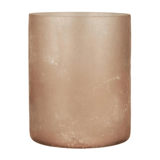 Kerzenhalter aus recyceltem Glas, Rosa, Frost-Look, H160/Ø130 mm, Ib Laursen