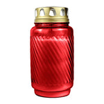 Laternenglas mit Golddeckel, Grabkerze aus Glas, Rot, BOLSIUS, Brenndauer ca. 100h, 173/90 mm, Grabschmuck, Grabdekoration