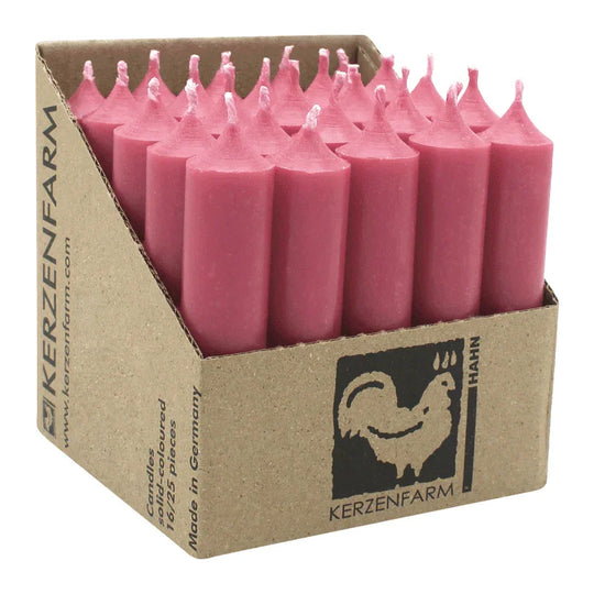Stabkerzen aus Paraffin, 100/22 mm, Altrosa, KERZENFARM HAHN, Brenndauer ca. 4h, 25 Stück pro Verpackung