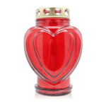 Grablaterne aus Glas mit Nachfüller, "Herzform", rot, Grabschmuck, Grabdekoration