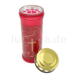 JEKA-Motivkerze "Kreuz-Ornament", 100% Pflanzenöl, 75/215 mm, Brenndauer bis zu 7 Tage, Lieferumfang 3 Stück, Grabkerzen - luterna.de