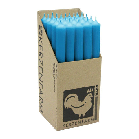Stabkerzen aus Paraffin, 250/22 mm, Petrol, KERZENFARM HAHN, Brenndauer ca. 12h, 25 Stück pro Verpackung - luterna.de