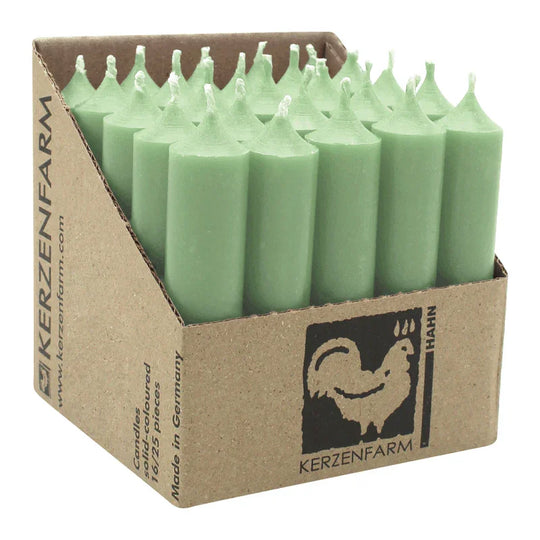 Stabkerzen aus Paraffin, 100/22 mm, Salbei, KERZENFARM HAHN, Brenndauer ca. 4h, 25 Stück pro Verpackung