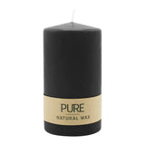 100% PURE, NATURAL WAX, Stumpenkerze, Schwarz, WENZEL, 130/70 mm, Brenndauer ca. 52h, 100% plastikfrei - luterna.de