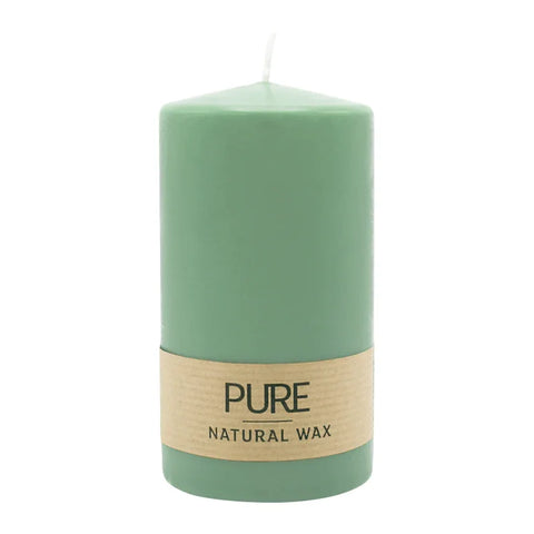 100% PURE, NATURAL WAX, Stumpenkerze, Smaragd, WENZEL, 130/70 mm, Brenndauer ca. 52h, 100% plastikfrei - luterna.de
