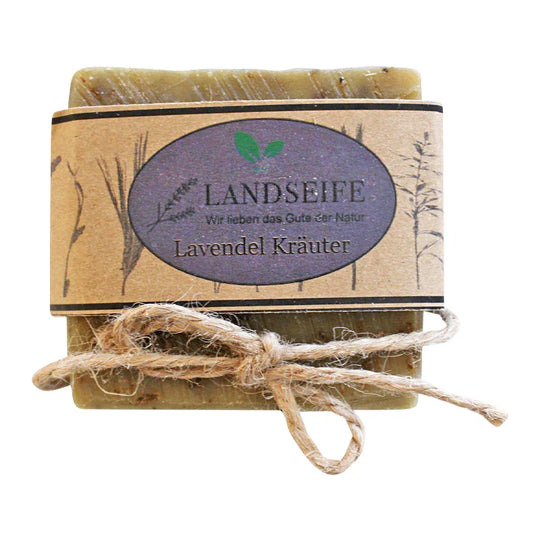 Lavendel-Kräuter-Seife, Landseife Naturkosmetik, 100% Bio, handgefertigt & vegan, 100 g, Körperpflege