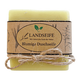 Blumige Duschseife, Landseife Naturkosmetik, 100% Bio, für Haut & Haare, handgefertigt & vegan, 100 g, Körperpflege