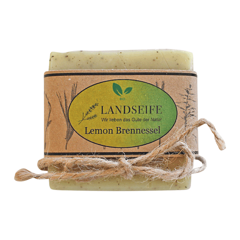 Lemon-Brennessel-Seife, Landseife Naturkosmetik, 100% Bio, handgefertigt & vegan, 100 g, Körperpflege