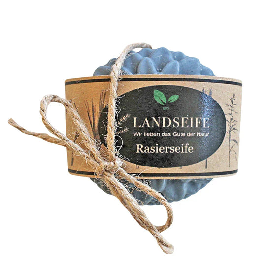 Rasierseife mit Aktivkohle, Landseife Naturkosmetik, 100% Bio, handgefertigt & vegan, 80 g, Gesichtspflege