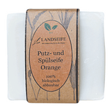 Putz- & Spülseife, Landseife Naturkosmetik, Haushaltshelfer mit Orangenduft, 100% Bio, handgefertigt & vegan, 100 g, für Haushalt & Reinigung