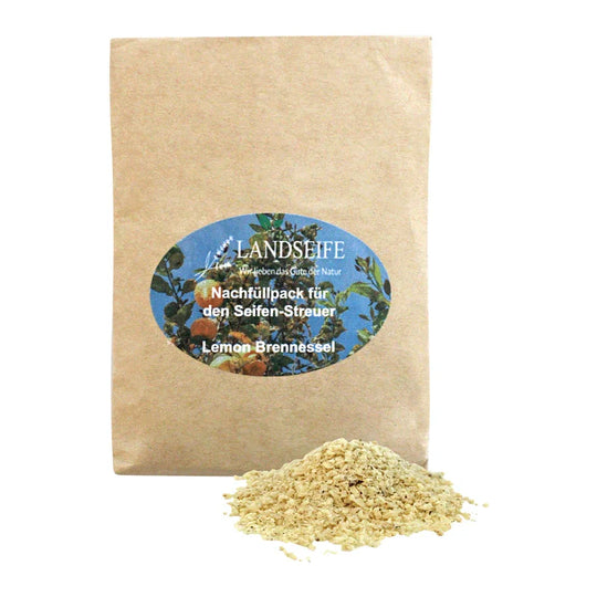 Nachfüllpack für Seifen-Streuer Lemon-Brennessel, Landseife Naturkosmetik, 100% Bio, handgefertigt & vegan, 40 g, Körperpflege