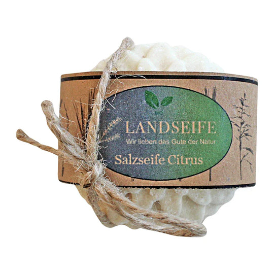 Salzseife Citrus, Landseife Naturkosmetik, 100% Bio, handgefertigt & vegan, 90 g, Körperpflege