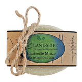 Haarseife Minze, Landseife Naturkosmetik, für fettendes Haar, 100% Bio, handgefertigt & vegan, 70 g, Haarpflege