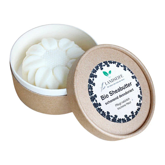 Sheabutter schonend desodoriert - die natürliche Hautpflege ohne Geruch, Landseife Naturkosmetik, 100% Bio, handgefertigt & vegan, 80 g