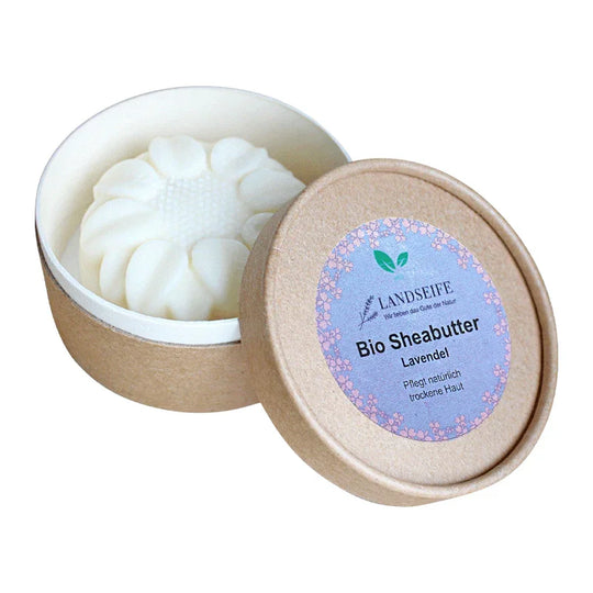 Sheabutter Lavendel - die natürliche Hautpflege mit Lavendelduft, Landseife Naturkosmetik, 100% Bio, handgefertigt & vegan, 80 g