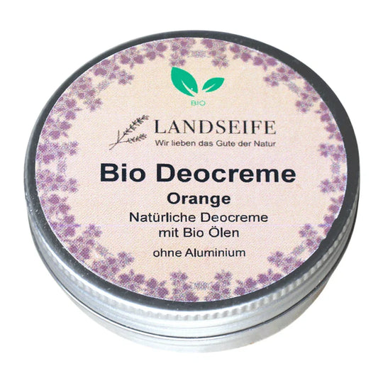 Deocreme mit Orangenduft, Landseife Naturkosmetik, 100% Bio, handgefertigt & vegan, 50 g, Körperpflege