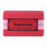 SapoRosa Rosen-Mandel-Seife, Apomanum, 100% natürlich, mit naturreinen ätherischen Pflanzenölen, 100 g, Körperpflege