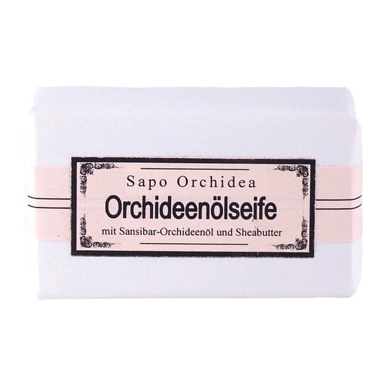 Orchideenöl-Seife, Apomanum, 100% natürlich, mit naturreinen ätherischen Pflanzenölen, 100 g, Körperpflege