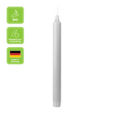 100% PURE, NATURAL WAX, Stabkerzen, Silbergrau, WENZEL, 250/23 mm, Brenndauer ca. 10h, plastikfreie Verpackung, 4 Stück - luterna.de